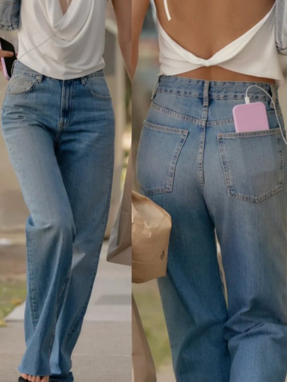 NWT Zara Medium Wash High Waisted Wide Leg Jeans